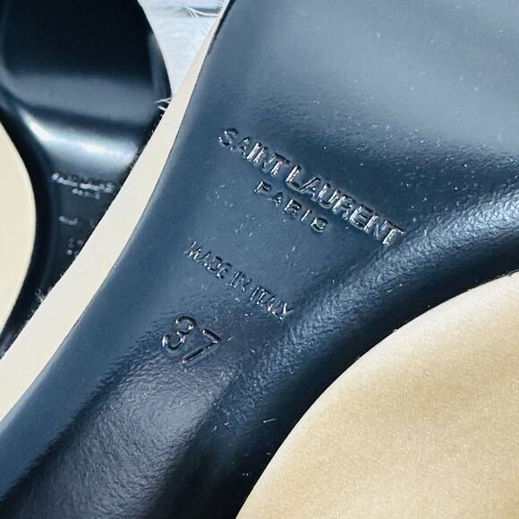 Saint Laurent Blanco Mae 60 37/ US 7 Mule Soft Nude Satin Slip On Heel NIB $995 - Picture 10 of 12